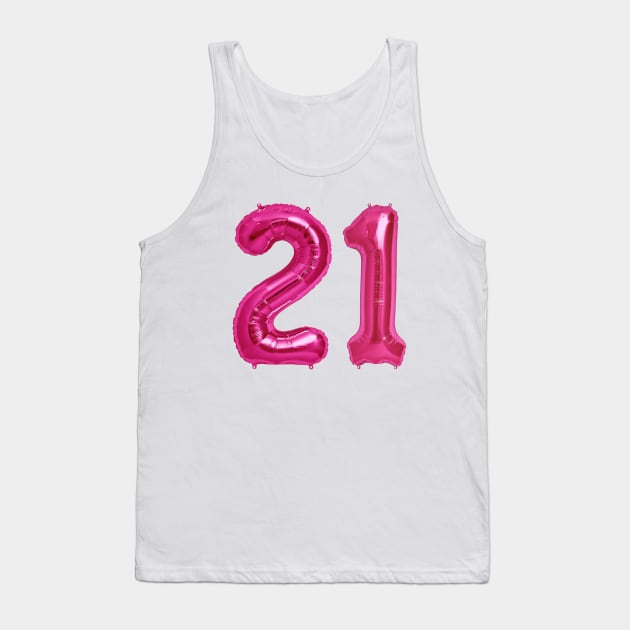 Hot Pink 21st Birthday Metallic Helium Balloons Numbers Tank Top by podartist